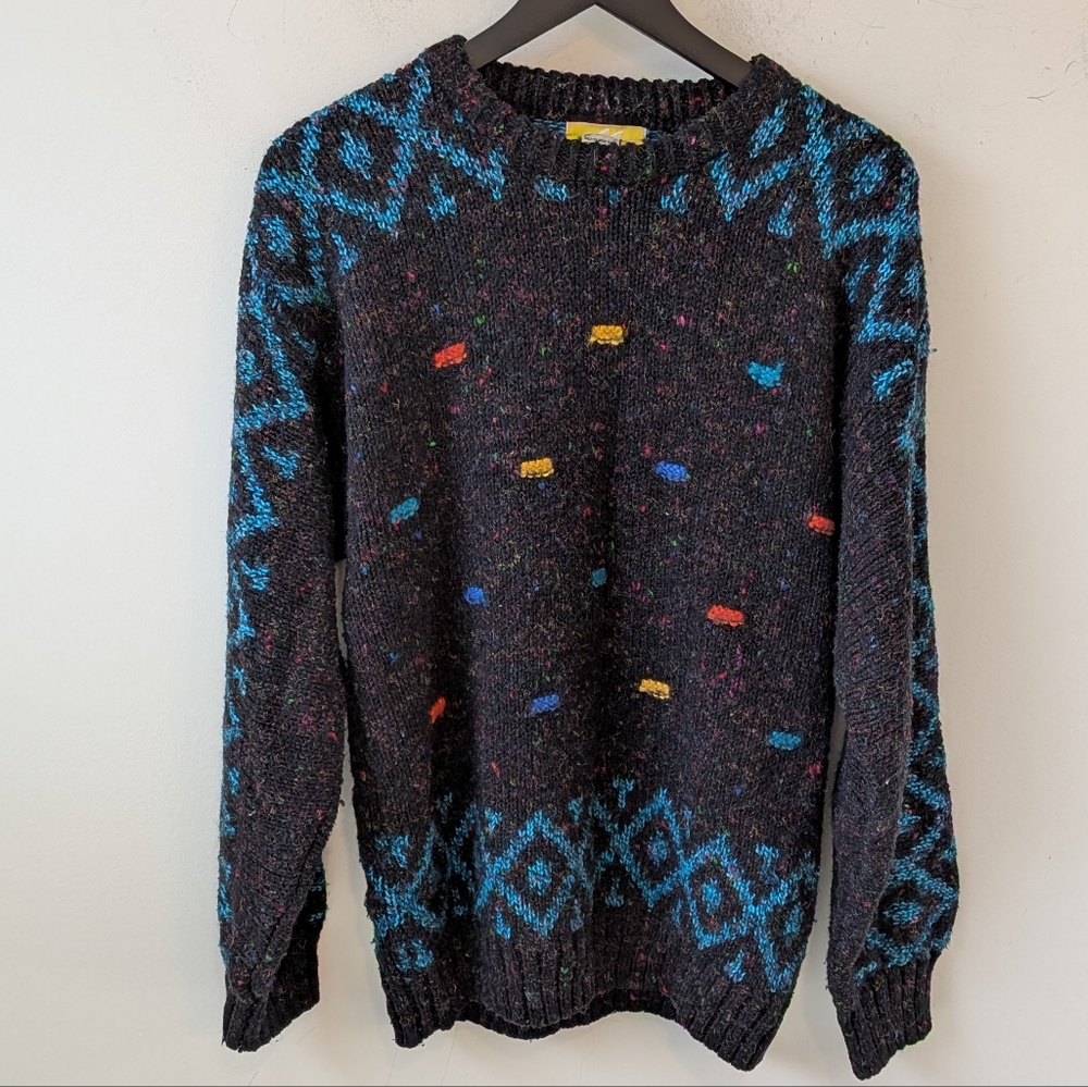 VTG Magnet Multicolor Wool Blend Grandpa Sweater Medium